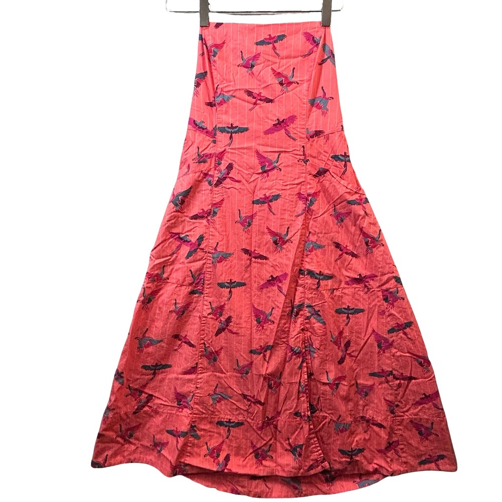 Free People Coral Maxi Dress with Purple & Navy Bird Print